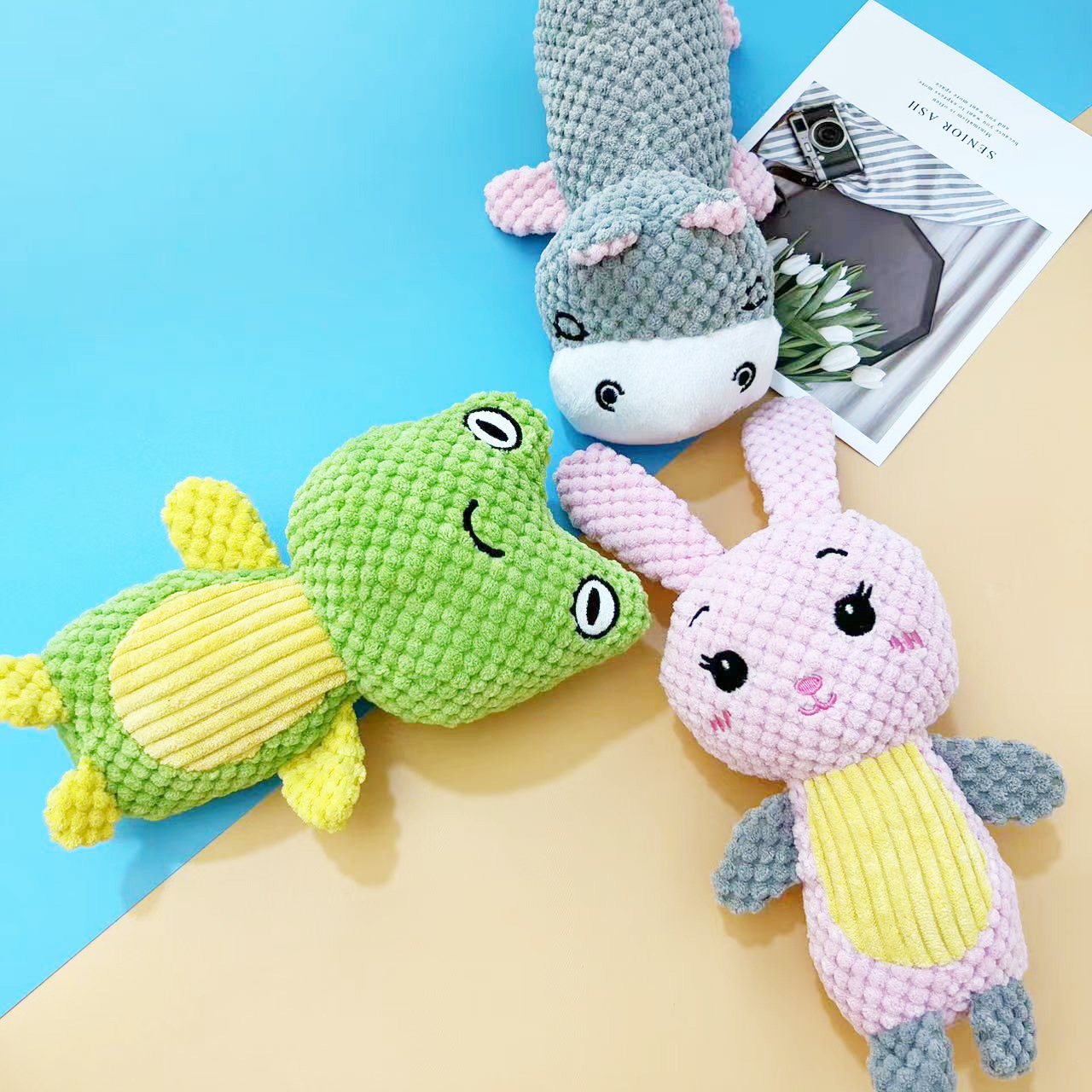Plush Pet Squeakz Zebby/Bunny/Froggy Dog Toy - 25 x 15cm(1pc)