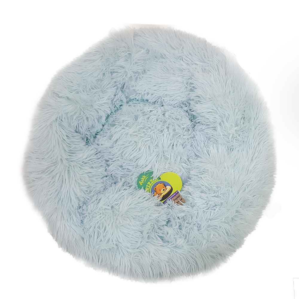 Grizzly Velor Plush Round Bed Sky Blue Small - 50 x 15cm