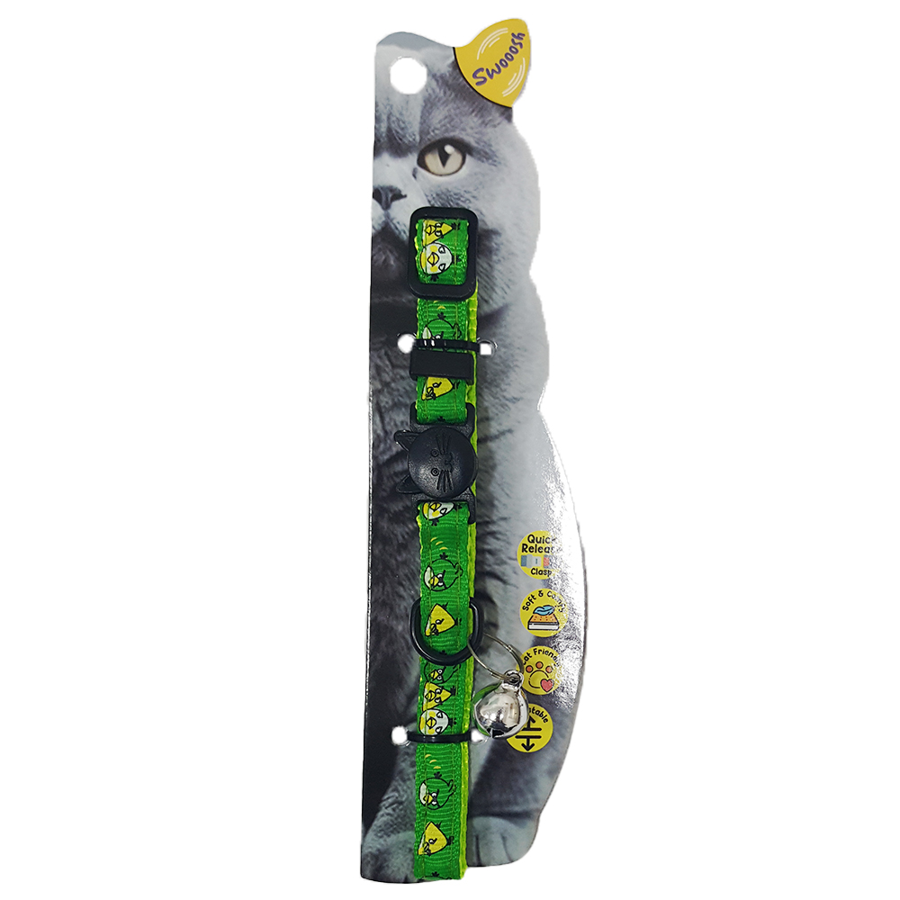 Swooosh Angry Birds nylon safe collar C-10mm 18/28cm green
