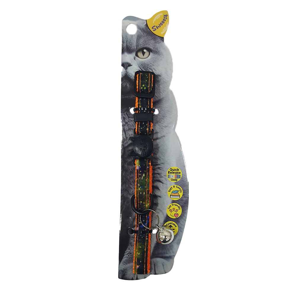 Swooosh Starry Skky cat safe collar C-10mm 18/28cm orange