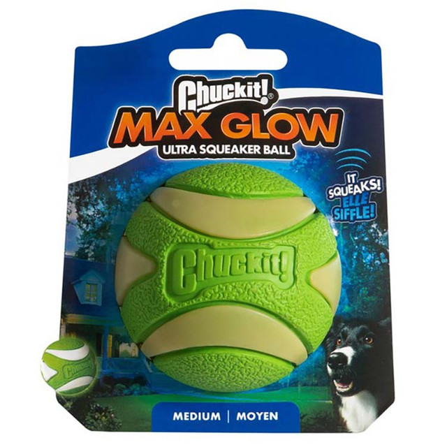 Petmate Chuckit! Max Glow Ultra Squeaker Ball Md 1Pk